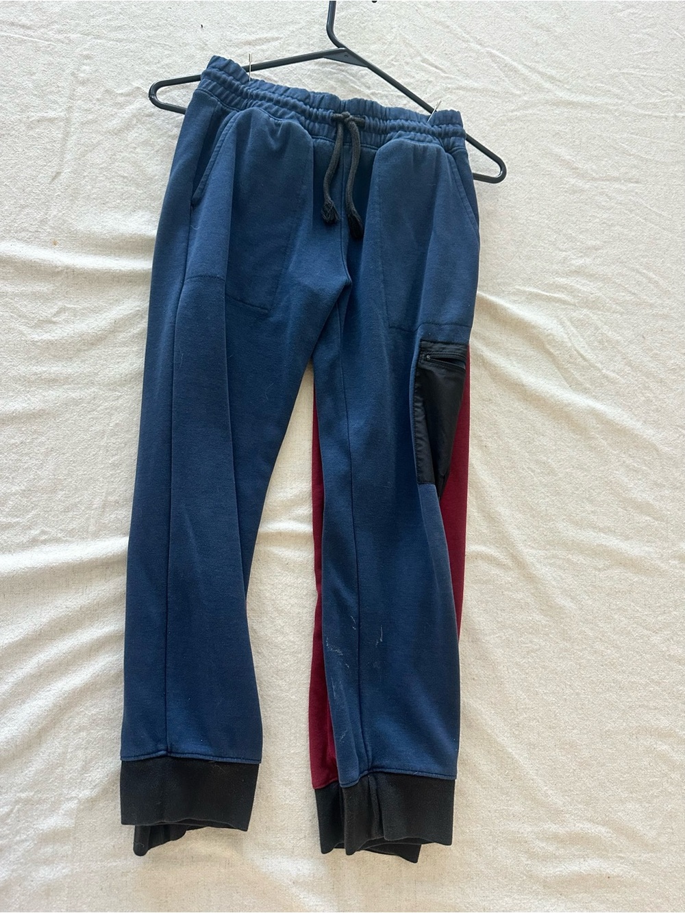 Men's Blue and Burgundy Contrast Jogger Pants
